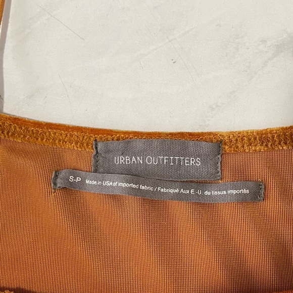 Urban Outfitters Golden Orange Crushed Velvet Mini Dress Small Whimsigoth Fairy - Picture 5 of 7